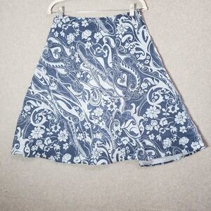 VINTAGE The Limited Women Skirt 4 Blue Floral‎ Paisley A Line 90s